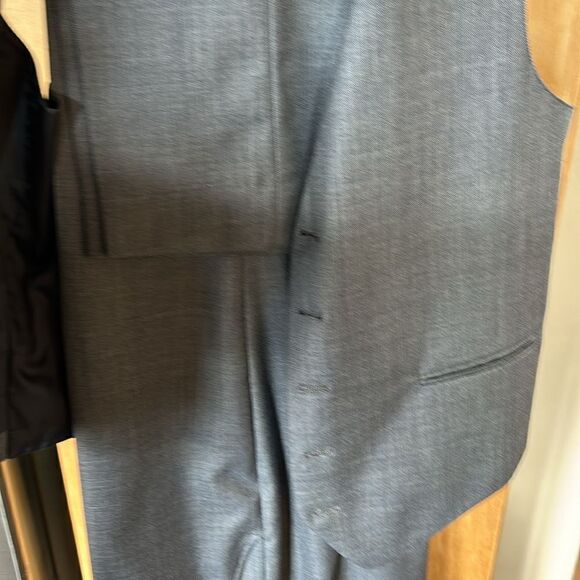 Vintage Pierre Cardin Paris New York 3 piece suit  pants vest jacket Blue 42R - Picture 6 of 17